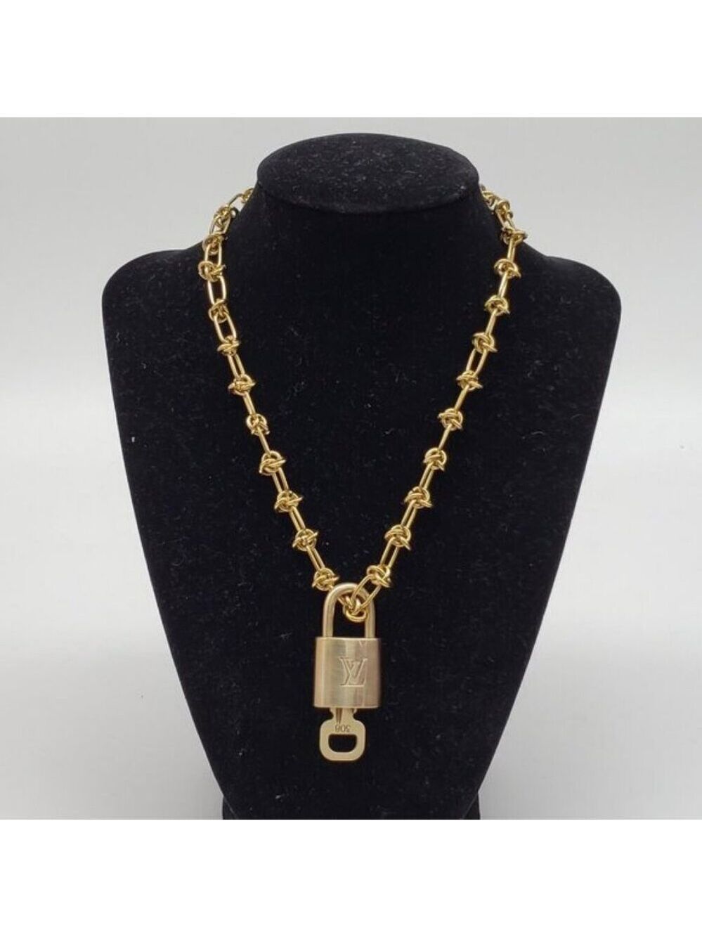 Louis Vuitton Gold Padlock w/Unbranded Stainless Steel 18k Plated Chain&Bracelet - Picture 4 of 13